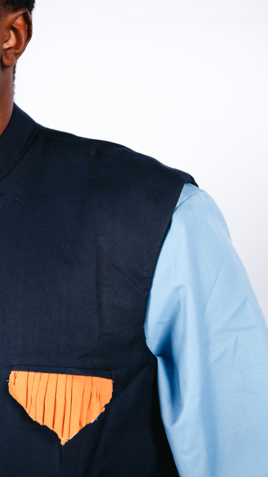 Tirzah 3-piece sky blue trouser, shirt, and vest