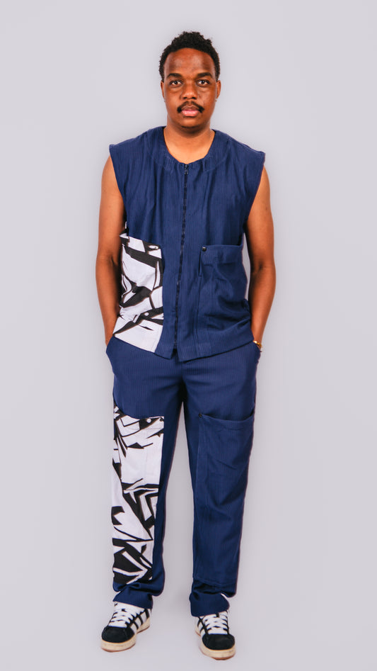 Adriel Joggers and Sleeveless/Multipocket Zipped Shirt