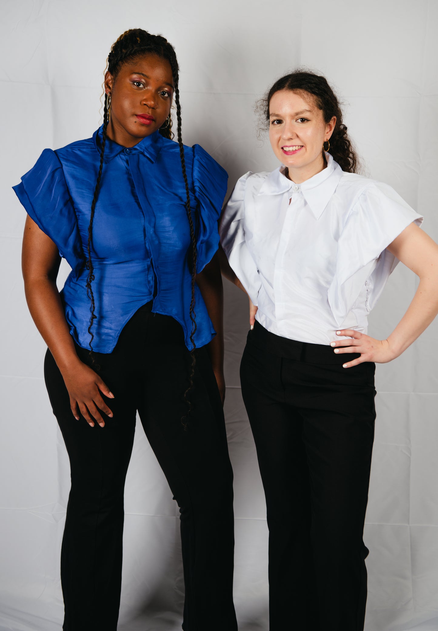 Tiara Ruffled Sleeves Shirt/Blouse- Blue