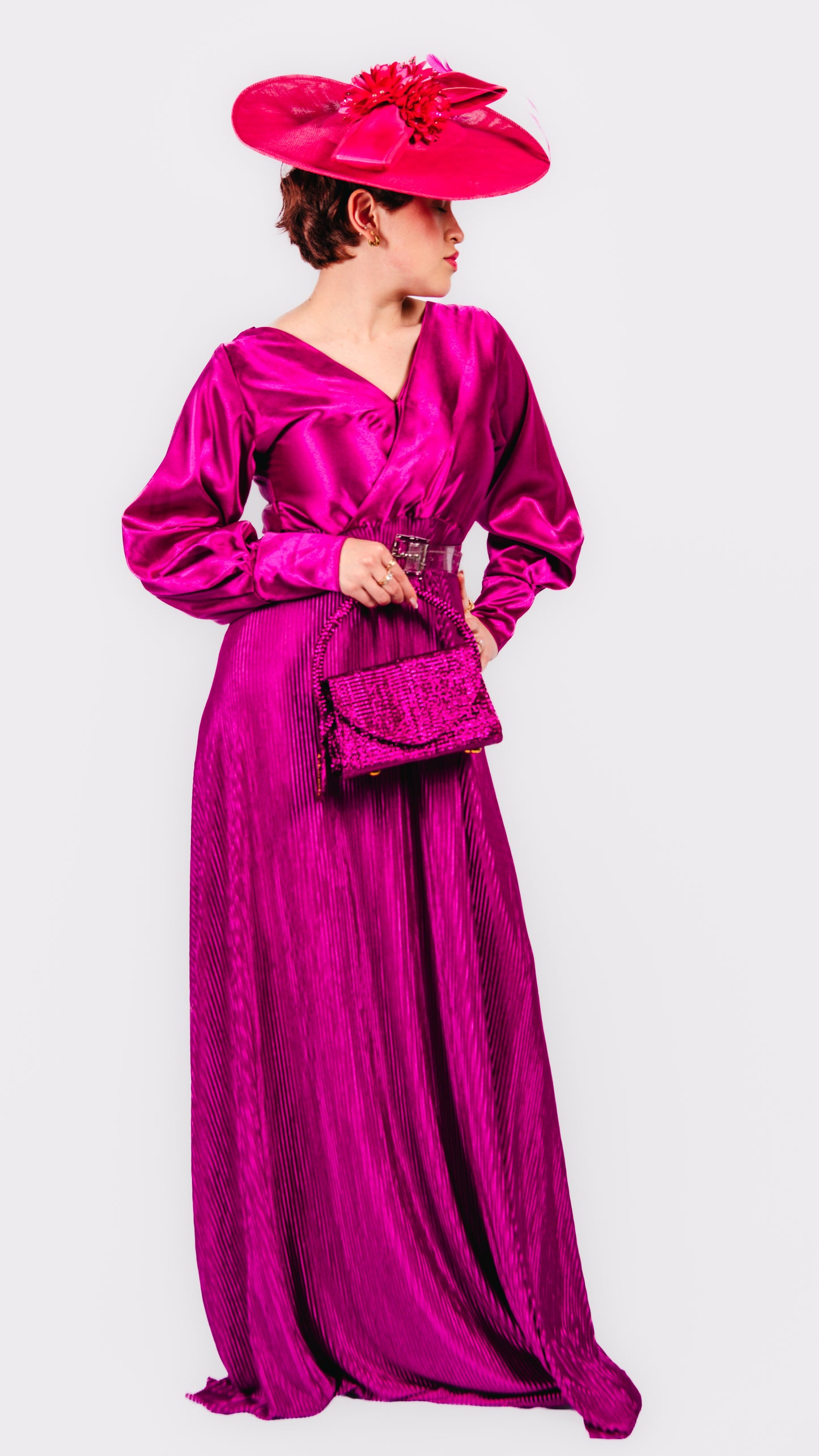 Iliana Maxi Pleaated Dress With Belt