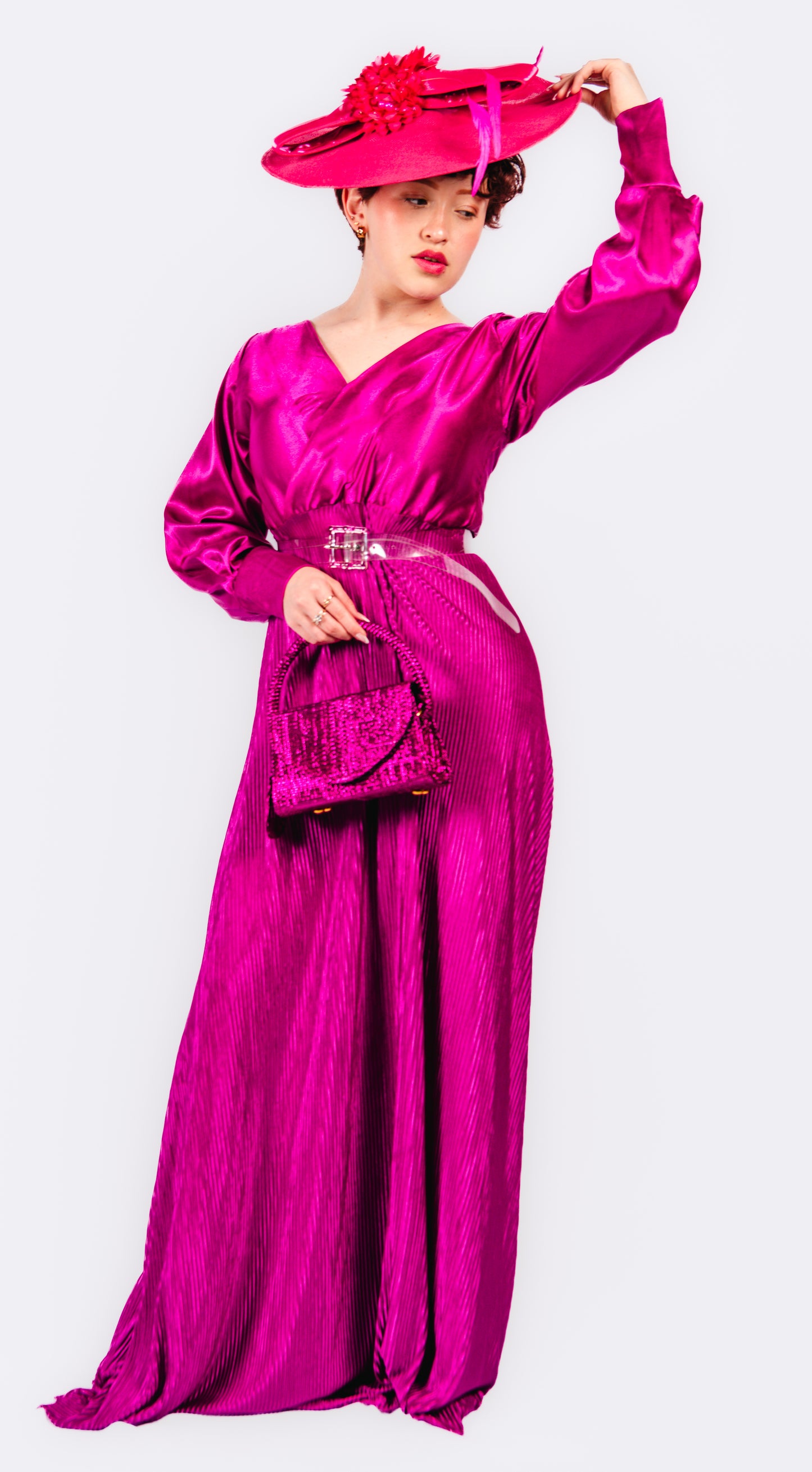 Iliana Maxi Pleaated Dress With Belt