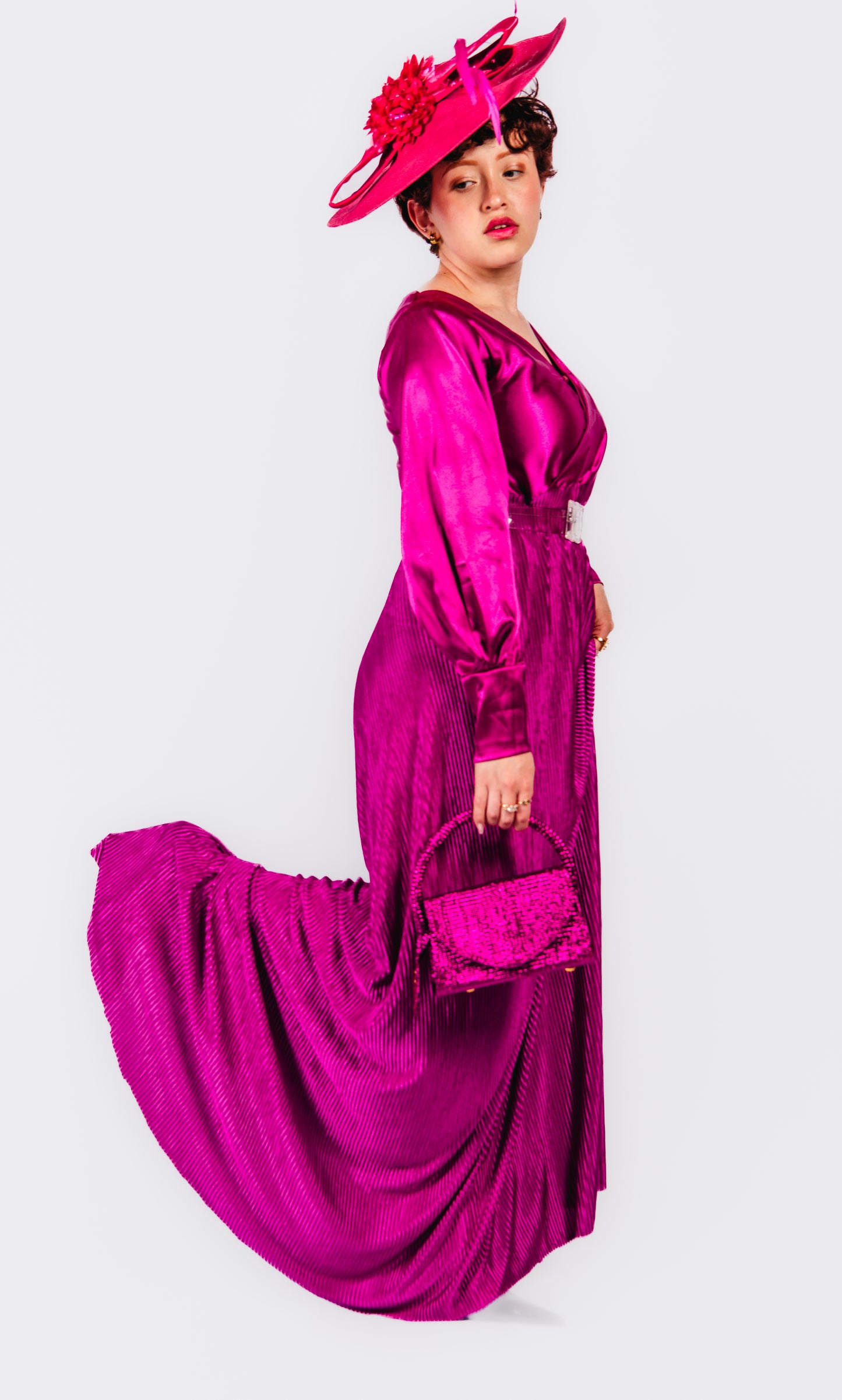Iliana Maxi Pleaated Dress With Belt