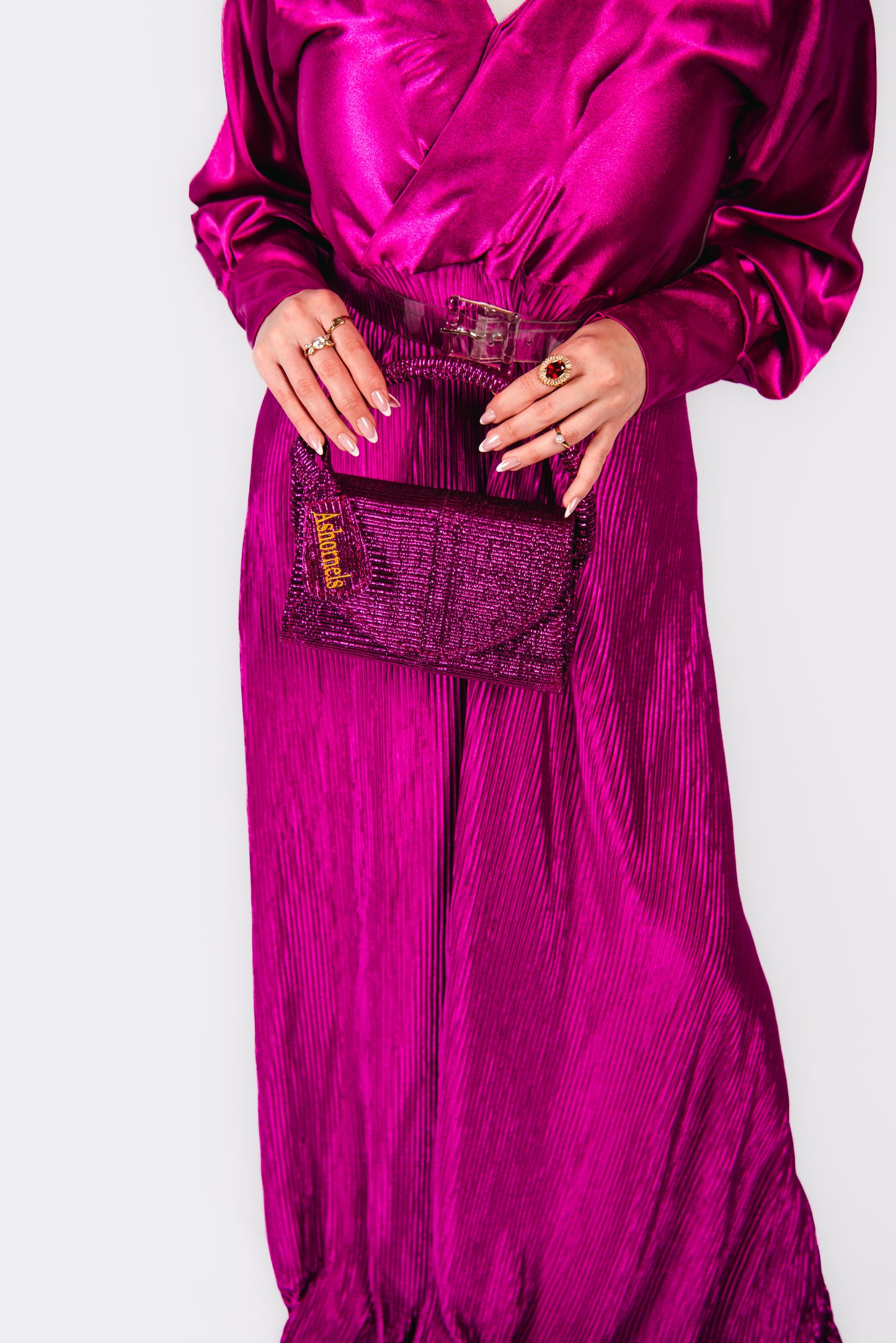 Iliana Maxi Pleaated Dress With Belt