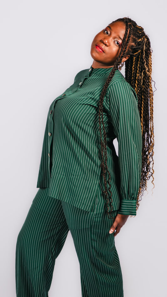 Azzarria 2 Piece Stripped Relaxed Trousers and Shirt