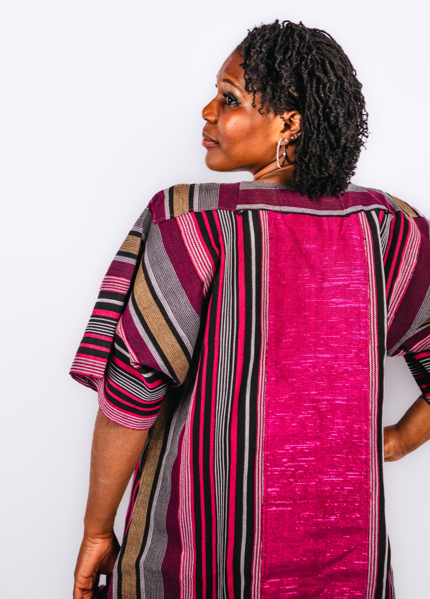 Jadesola Aso-oke Midi dress In Pink