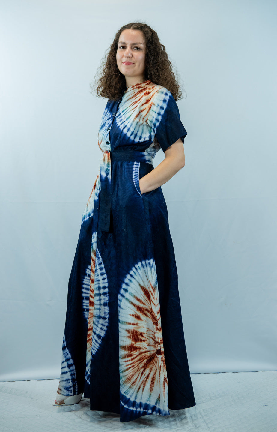Abba Tye and Dye Maxi Dress with Belt