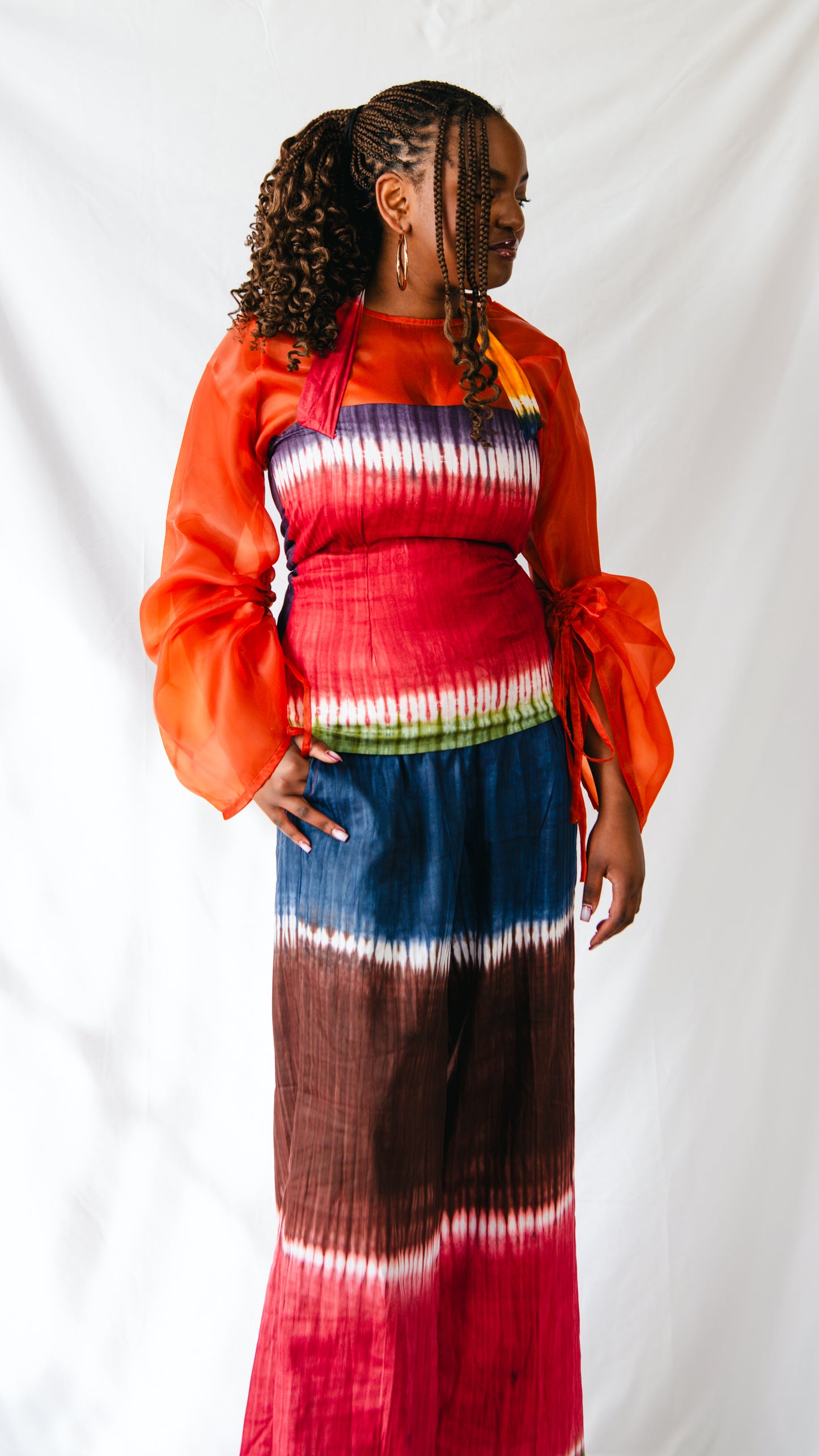 Amaris 2 Piece set Tie-Dye Wide Leg Trousers And Alter-neck Top