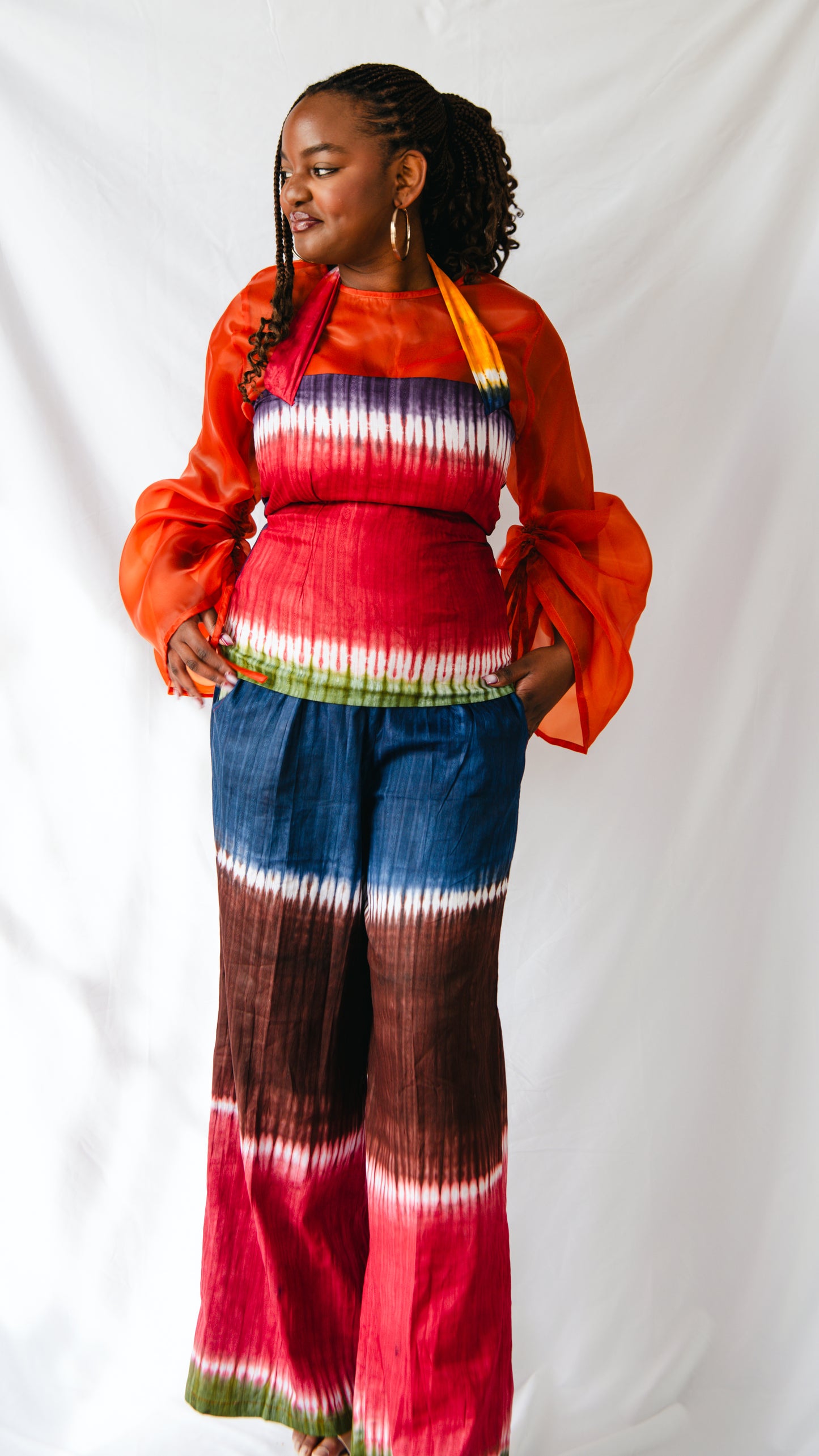 Amaris 2 Piece set Tie-Dye Wide Leg Trousers And Alter-neck Top