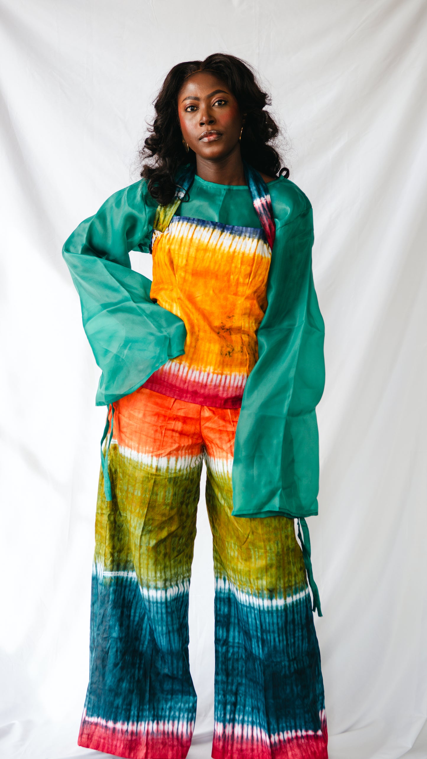 Amaris 2 Piece set Tie-Dye Wide Leg Trousers And Alter-neck Top