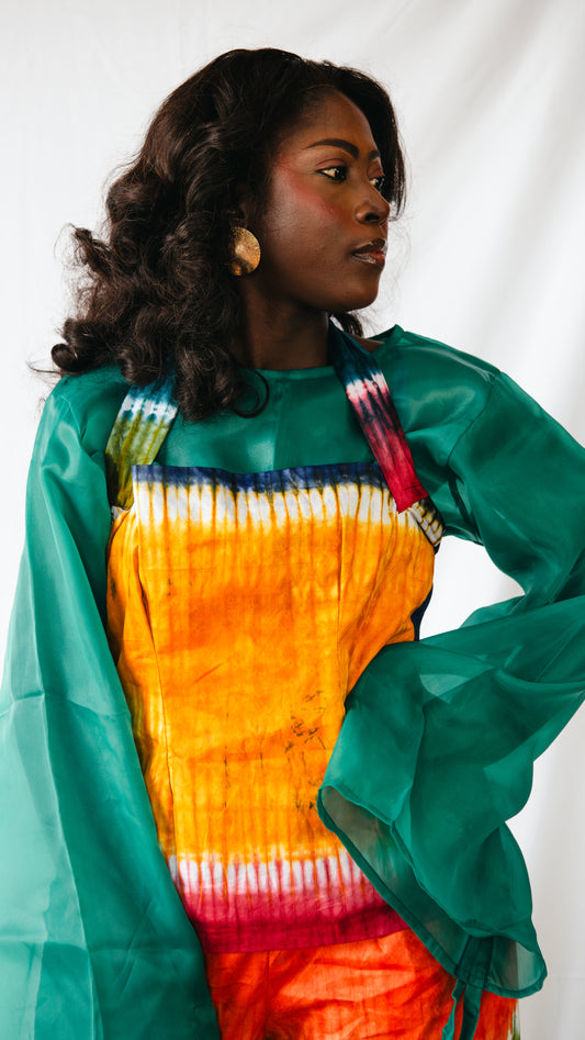 Amaris 2 Piece set Tie-Dye Wide Leg Trousers And Alter-neck Top