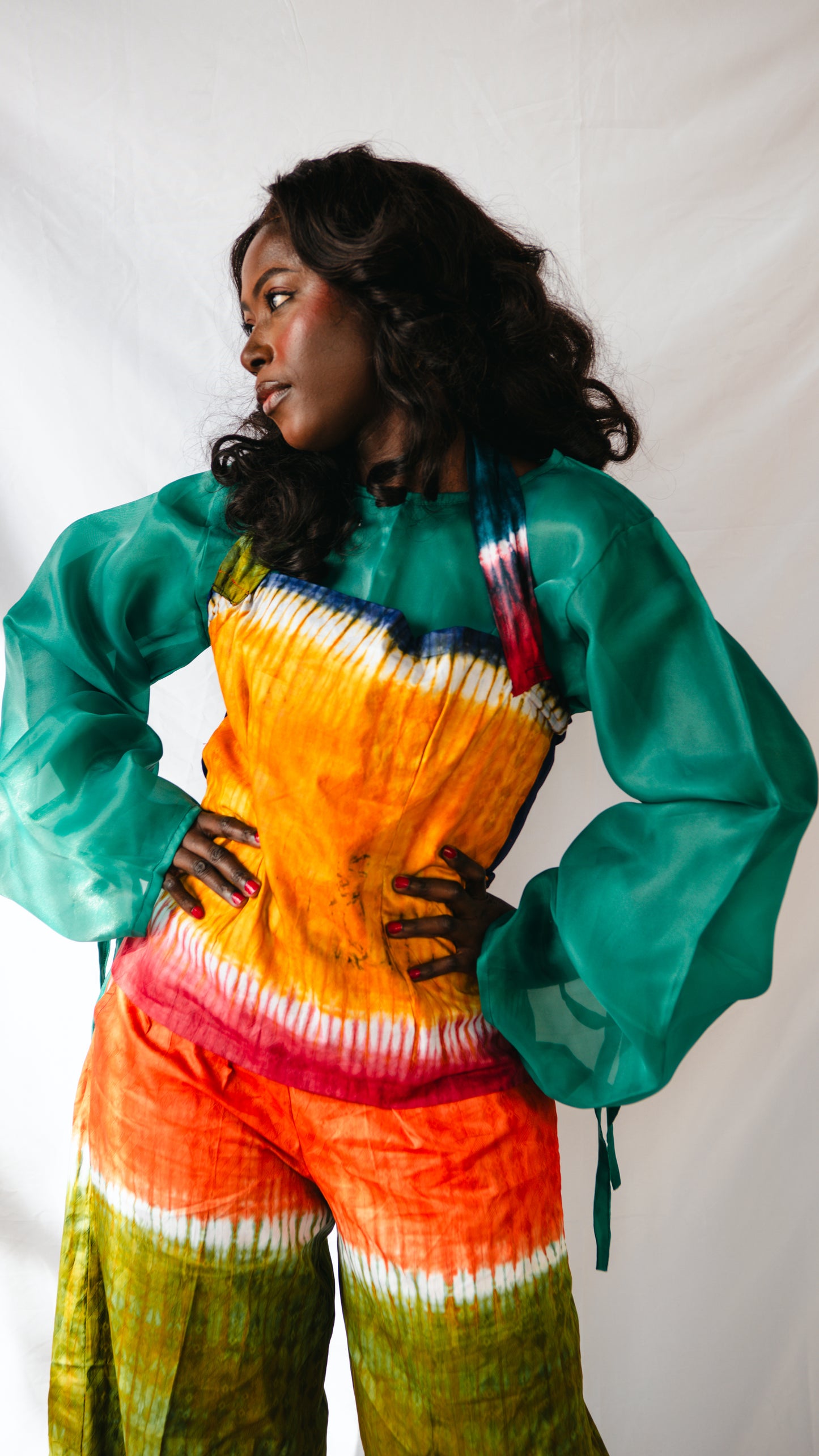 Amaris 2 Piece set Tie-Dye Wide Leg Trousers And Alter-neck Top
