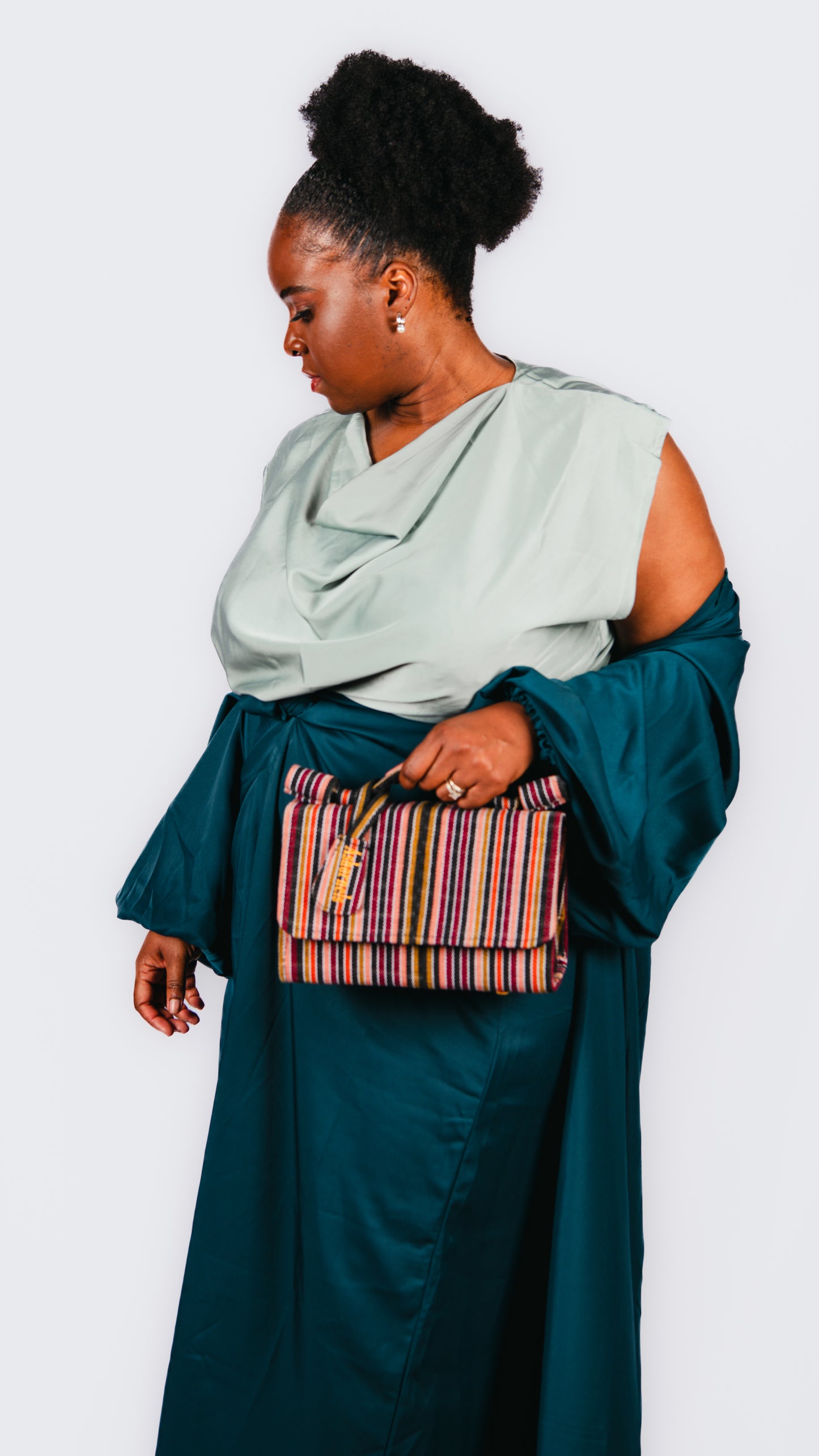 Ofure 3 Piece Wrap Skirt, Sleeveless Top and Kimono-Green