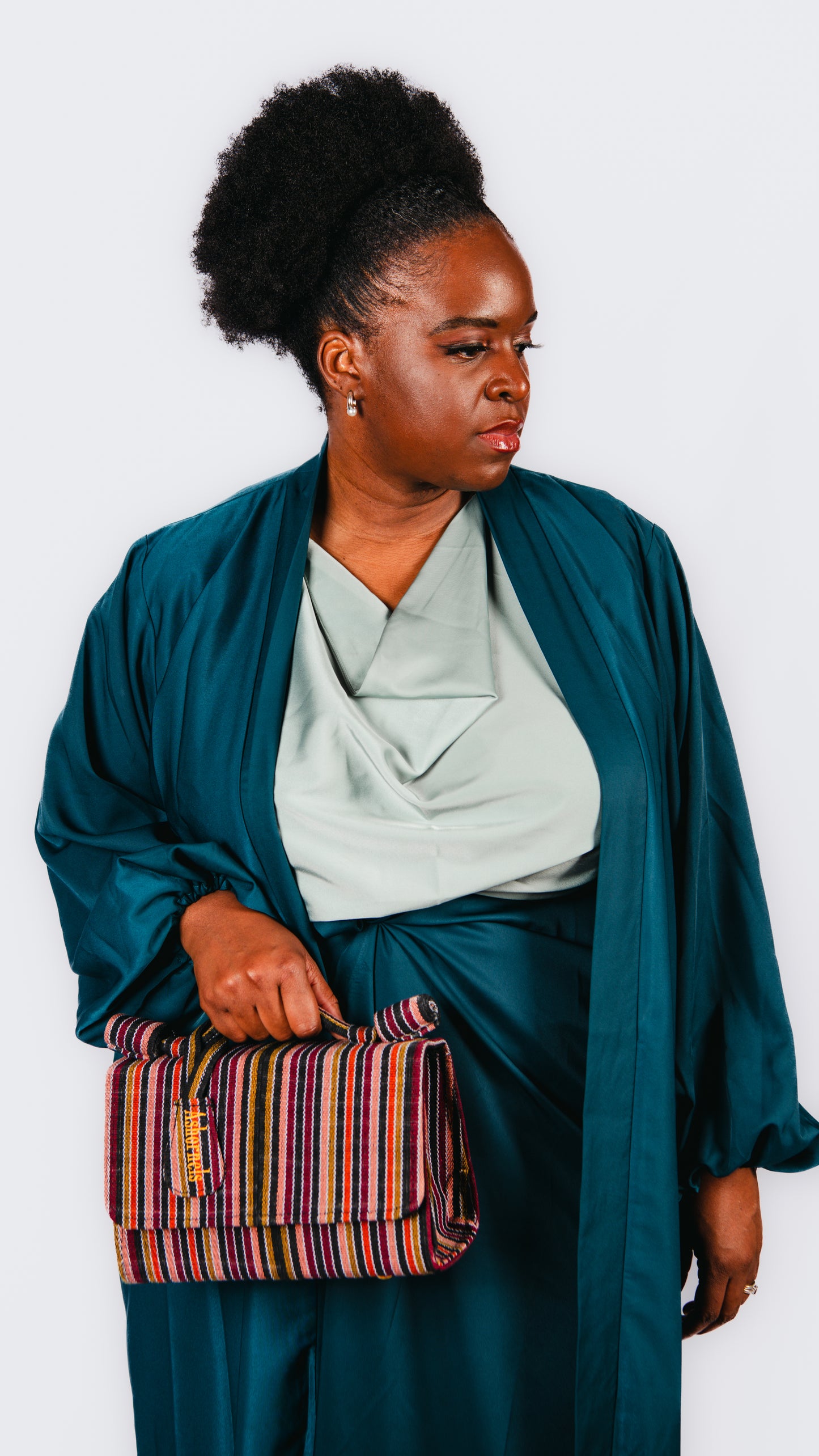 Ofure 3 Piece Wrap Skirt, Sleeveless Top and Kimono-Green