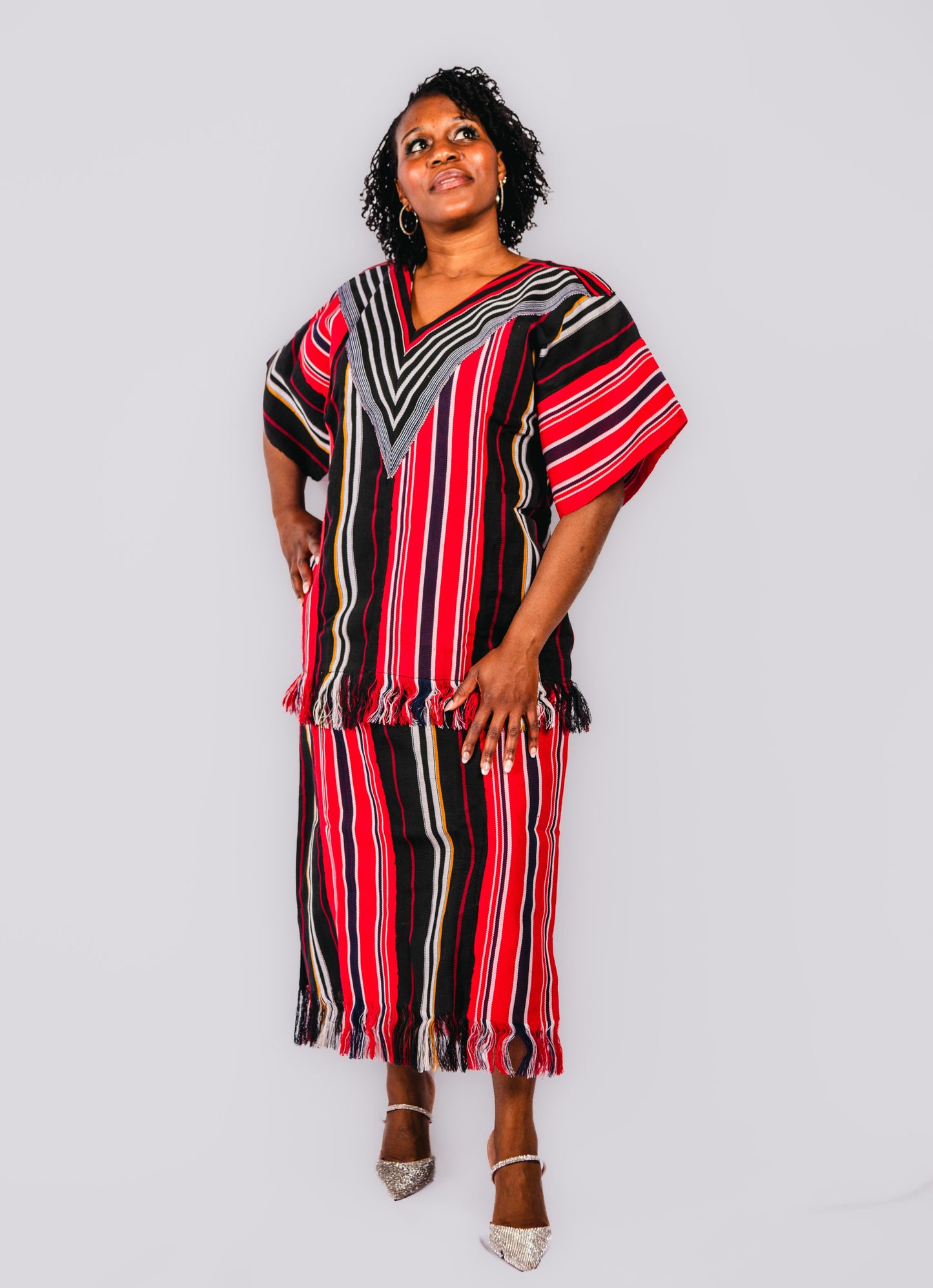 Jadesola Aso Oke Midi Dress In Red