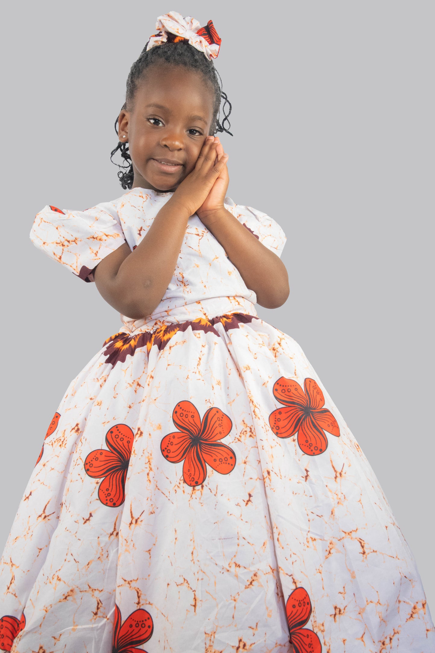 Annalise white and orange Flowered print Dress