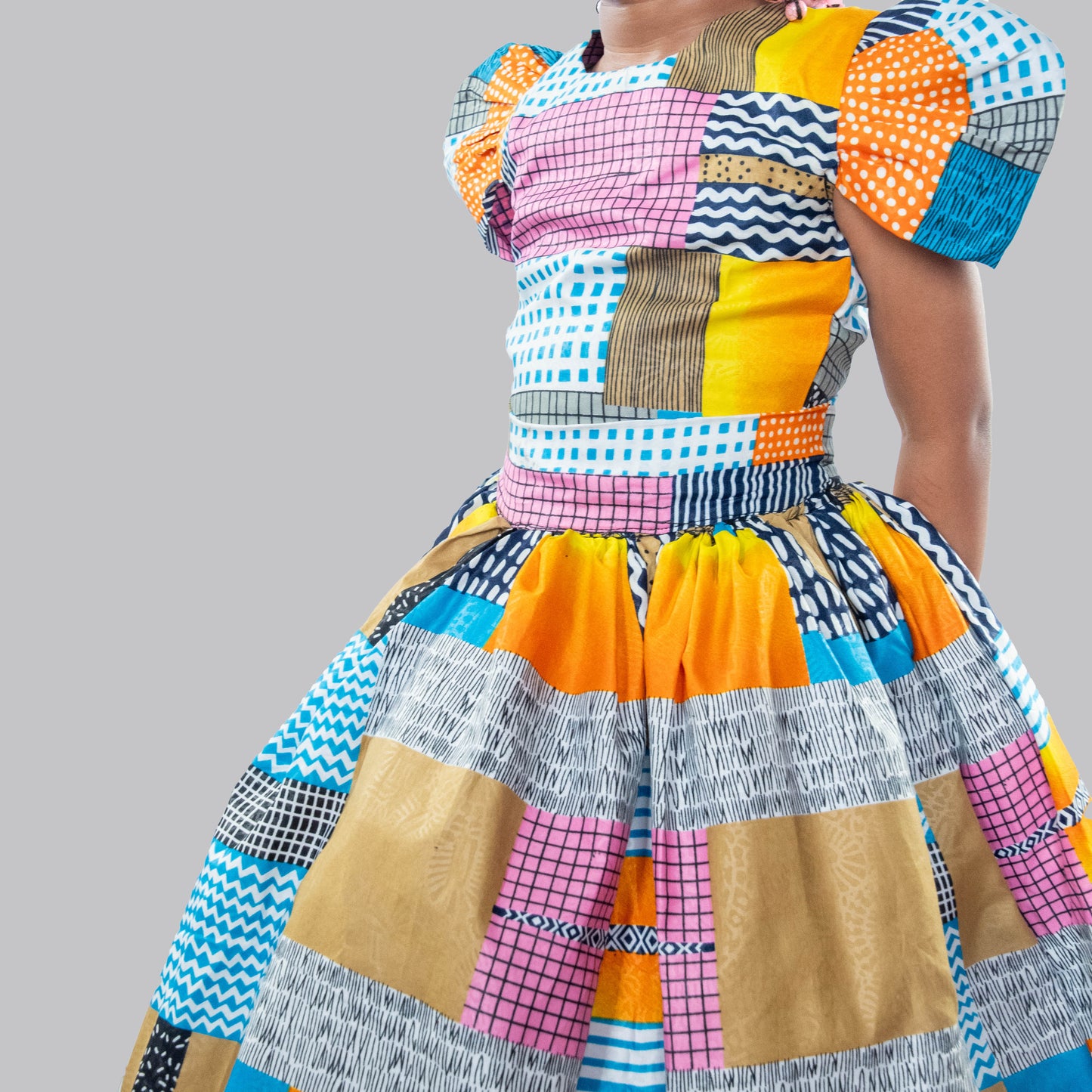 Nala 2 Piece Patchwork Ball Skirt And Blouse With Headband