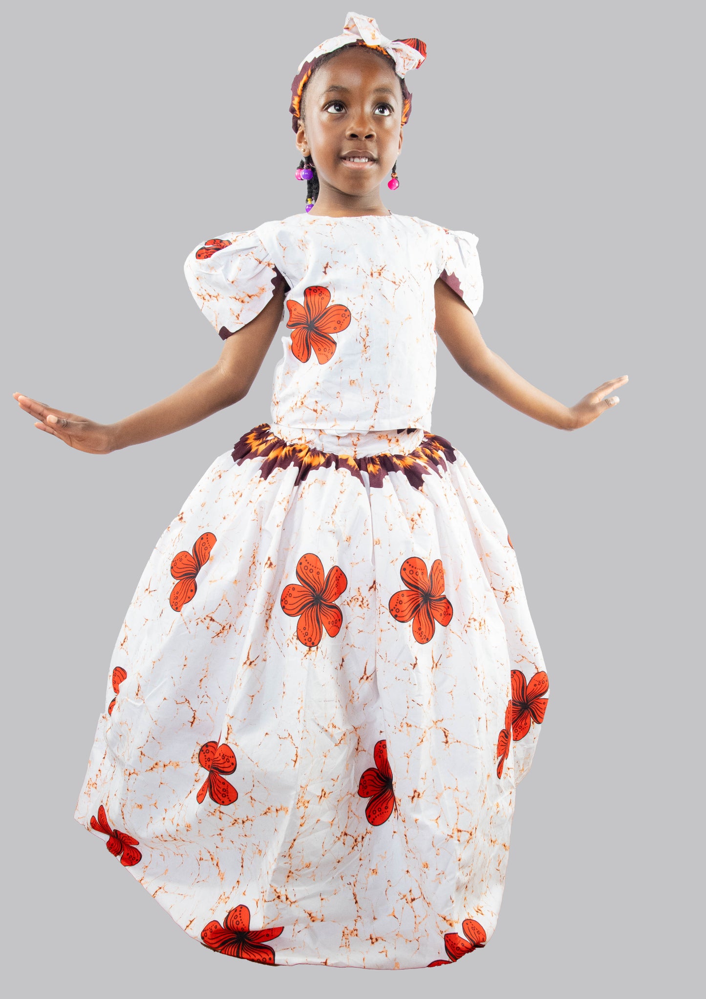 Annalise white and orange Flowered print Dress