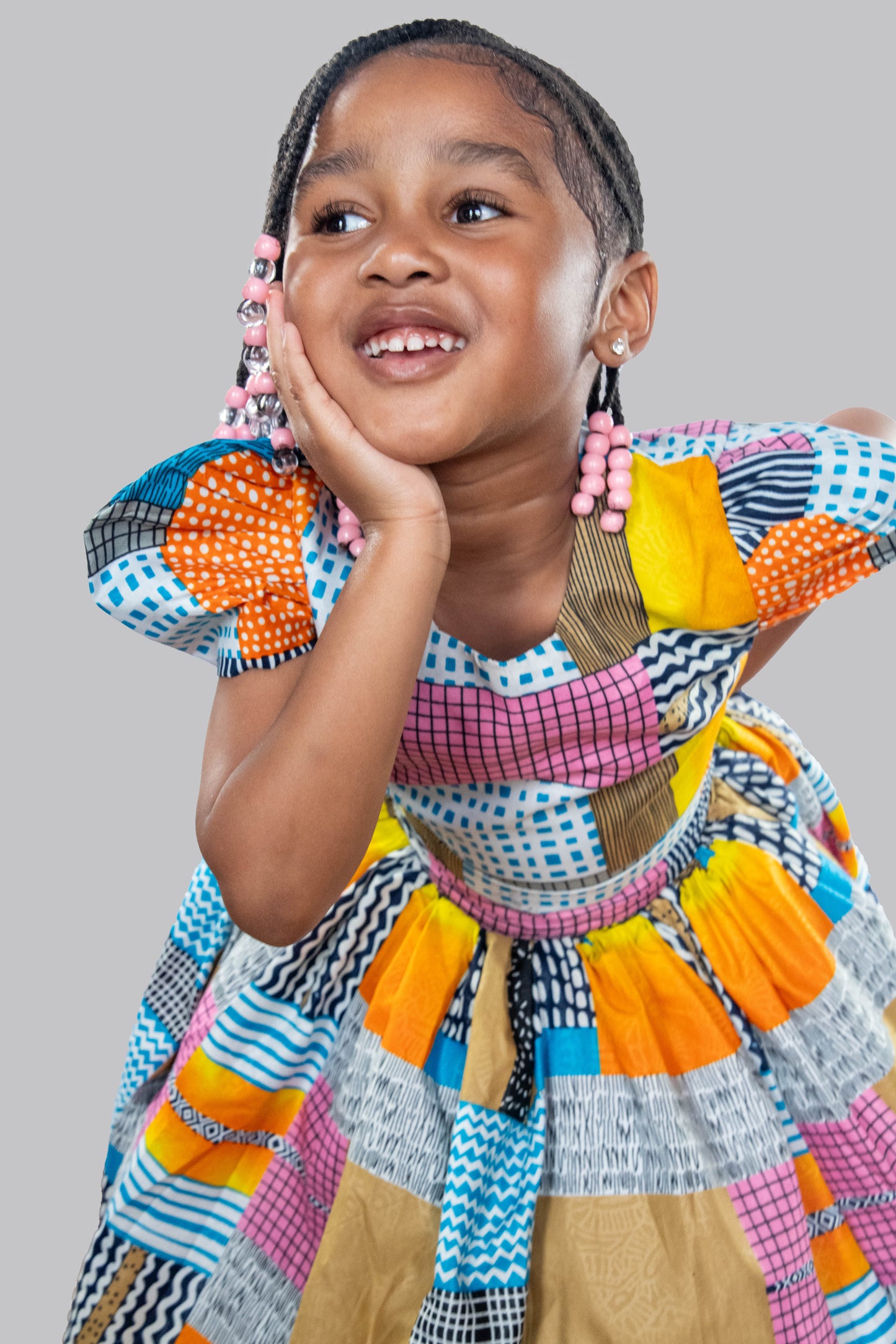 Nala 2 Piece Patchwork Ball Skirt And Blouse With Headband