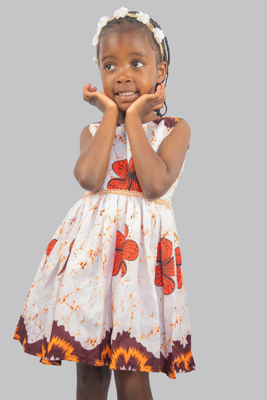 Annalise Orange Flowered Patterned Midi Dress