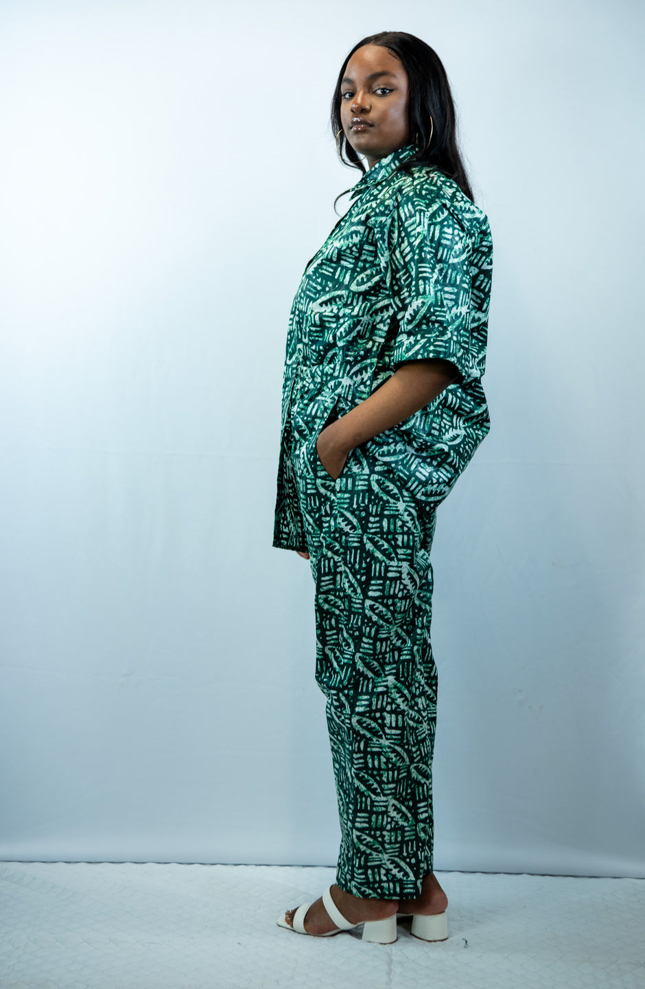 Tendai Green 2 Piece Straight Leg Trouser and Shirt