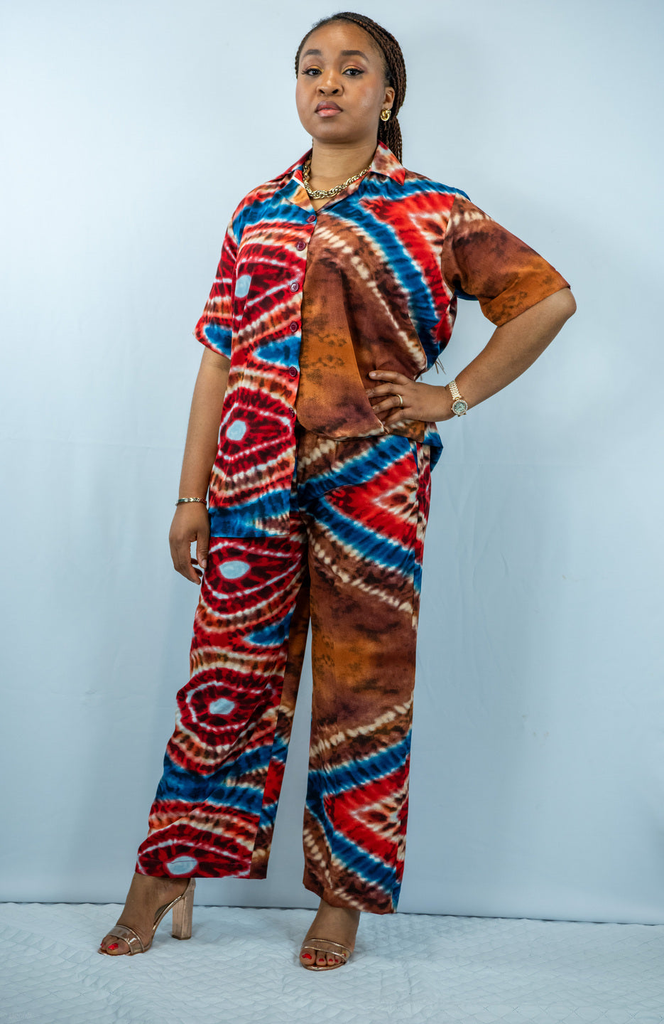 Efe 2 Piece Tye and Dye Wide Leg and Trousers