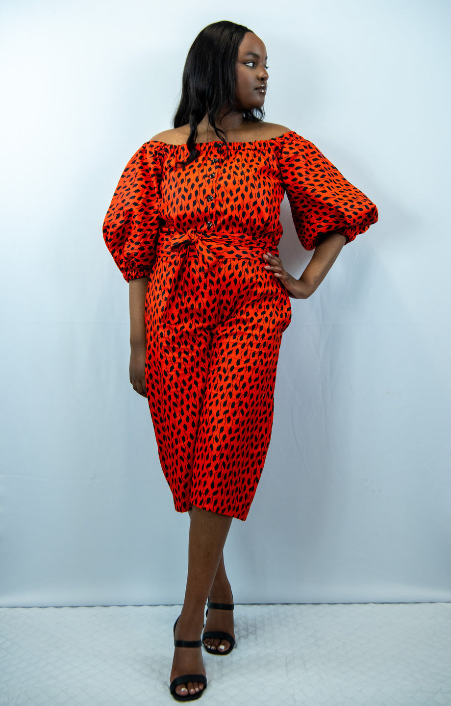 Imani Orange Print Midi Trousers