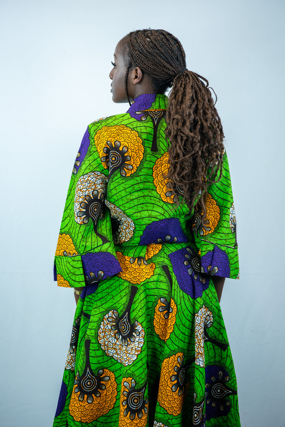 Keziah green Midi Flared Skirt and Cropped Shirt