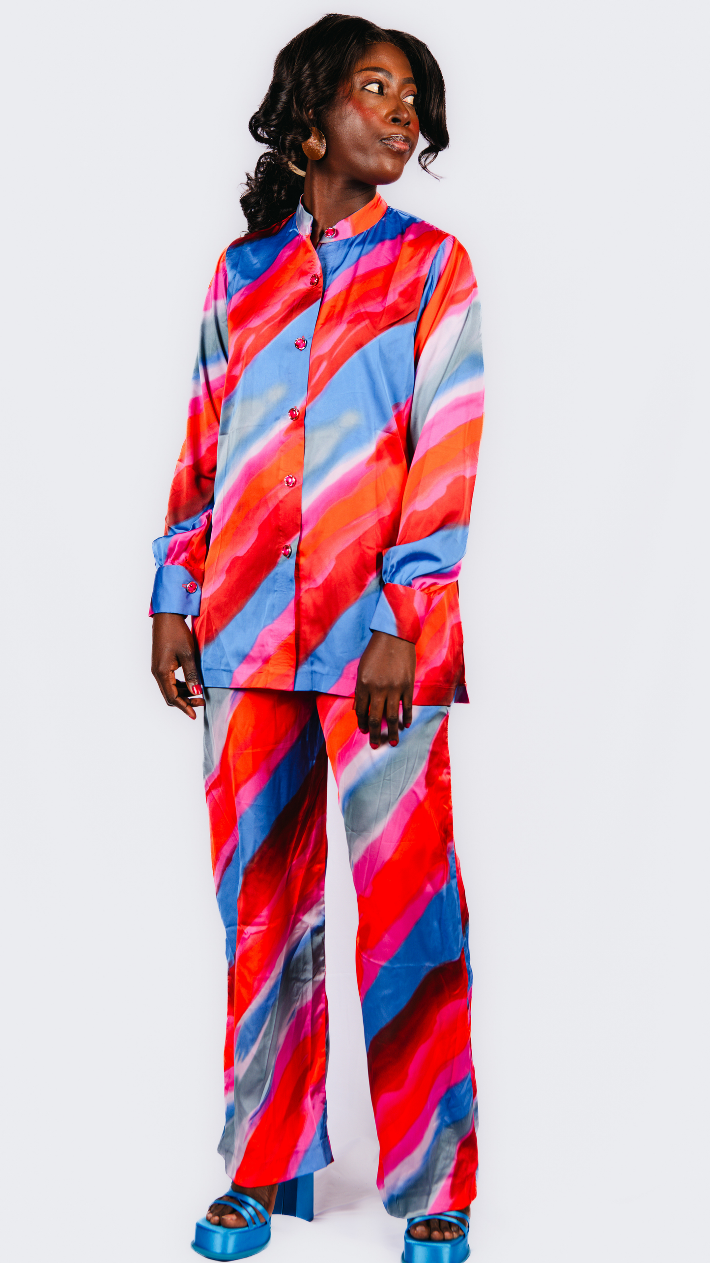 Thabisa 2 Piece Pink and blue Trousers and Shirt