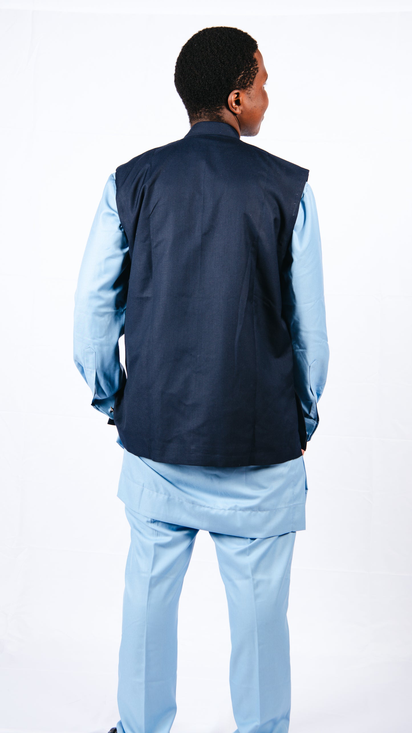 Tirzah 3-piece sky blue trouser, shirt, and vest