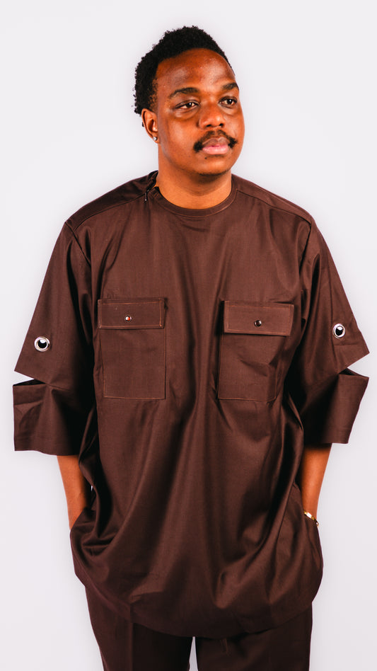 Manuél brown 2-piece trouser and layered top