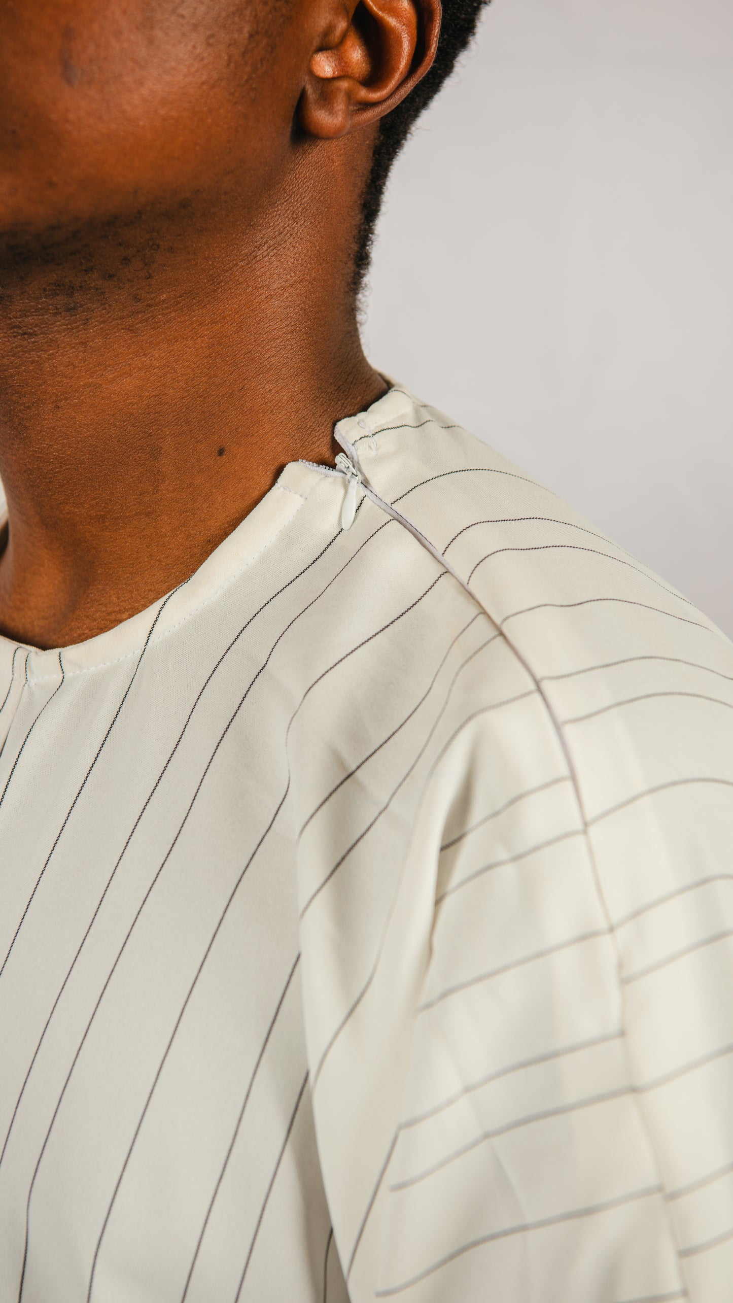 Yannick white/black stripped Trousers and Off shoulder Top
