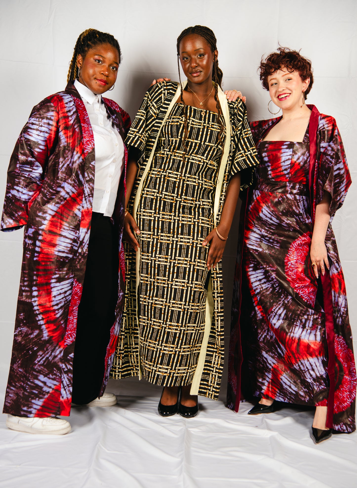 Anayah Red print Sleeveless Dress and Kimono