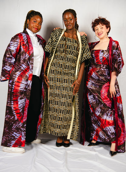 Anayah Red print Sleeveless Dress and Kimono