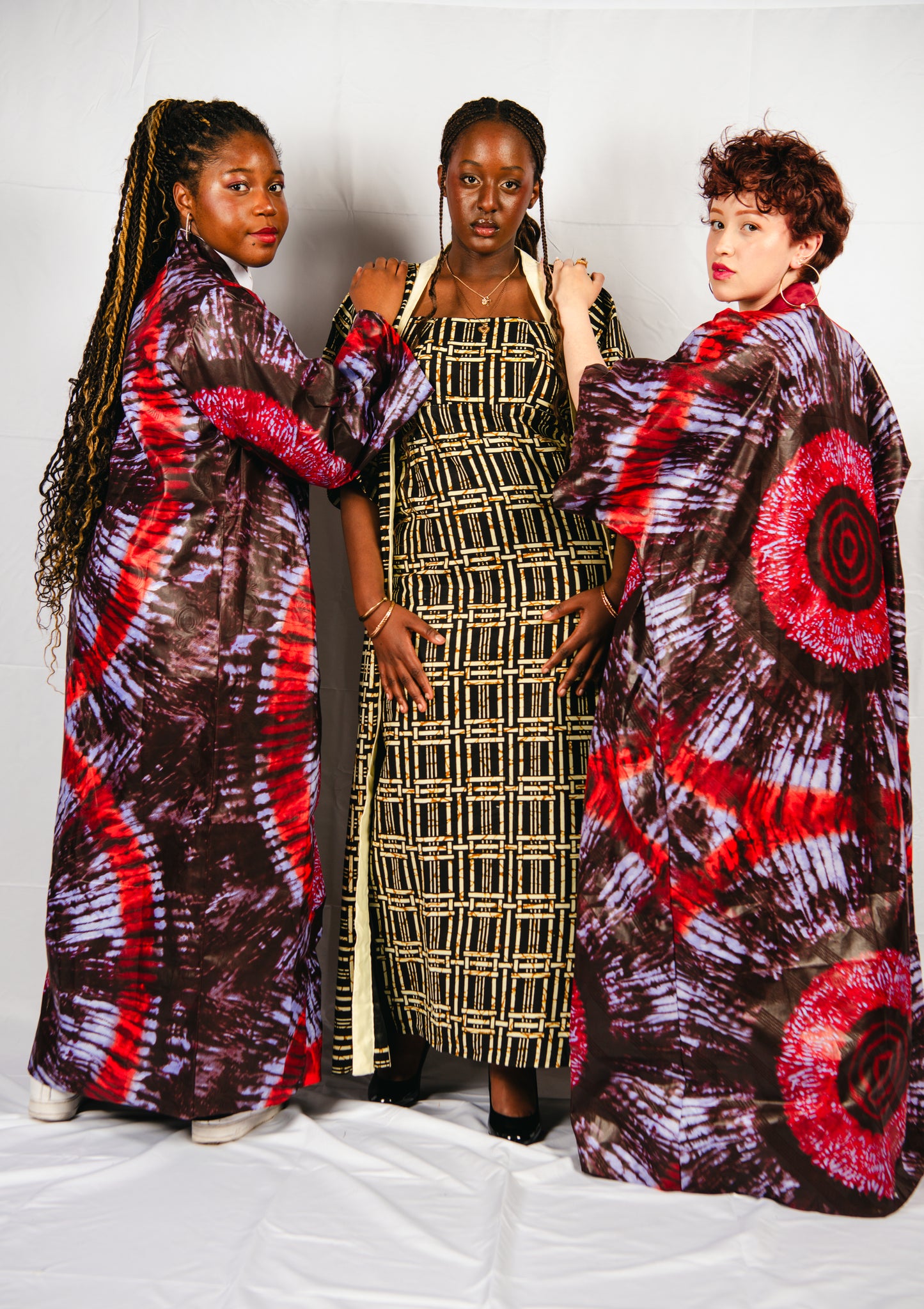 Anayah Red print Sleeveless Dress and Kimono