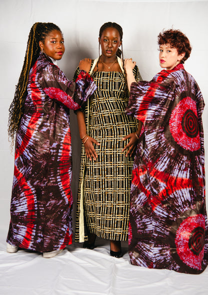 Anayah Red print Sleeveless Dress and Kimono