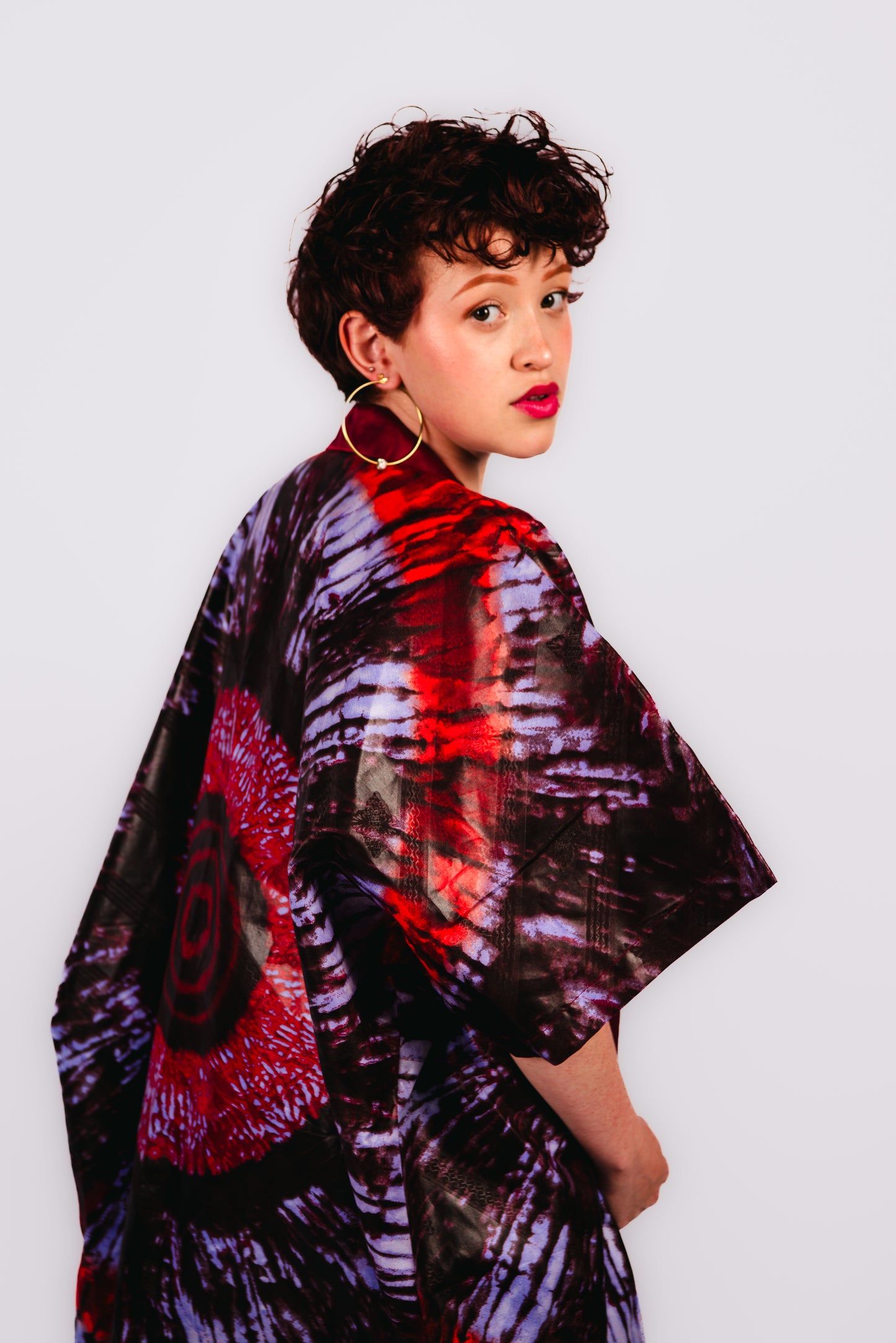 Anayah Red print Sleeveless Dress and Kimono