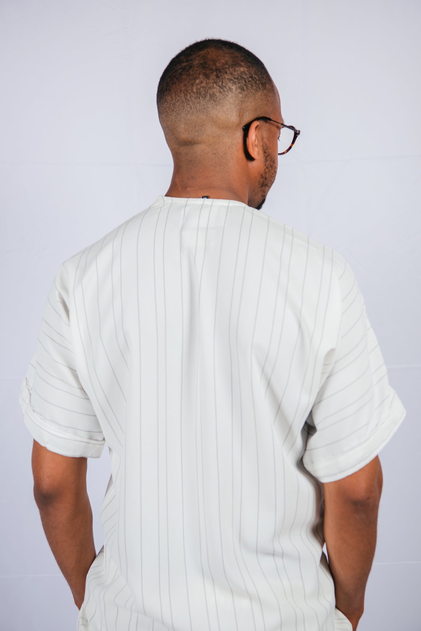Yannick white/black stripped Trousers and Off shoulder Top