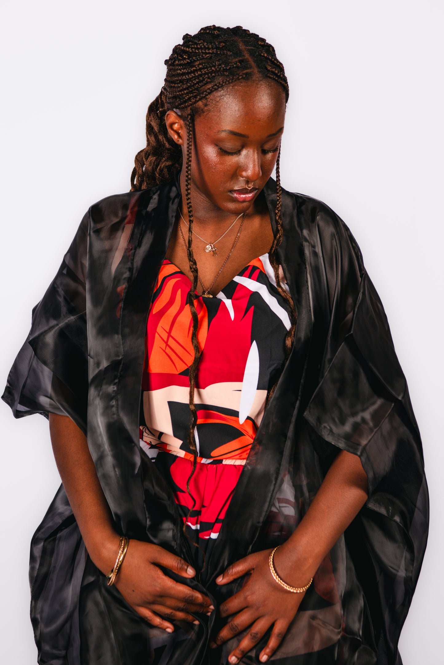 Tehillah 3-piece Trousers and Top with Organdy Kimono