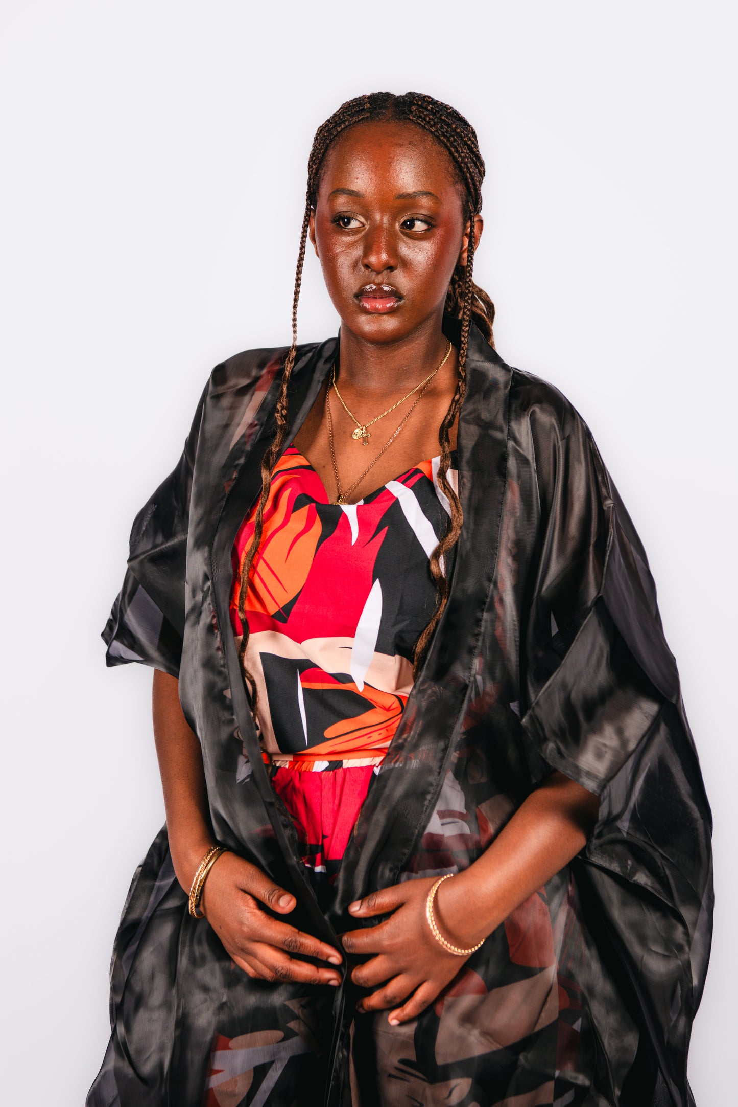 Tehillah 3-piece Trousers and Top with Organdy Kimono