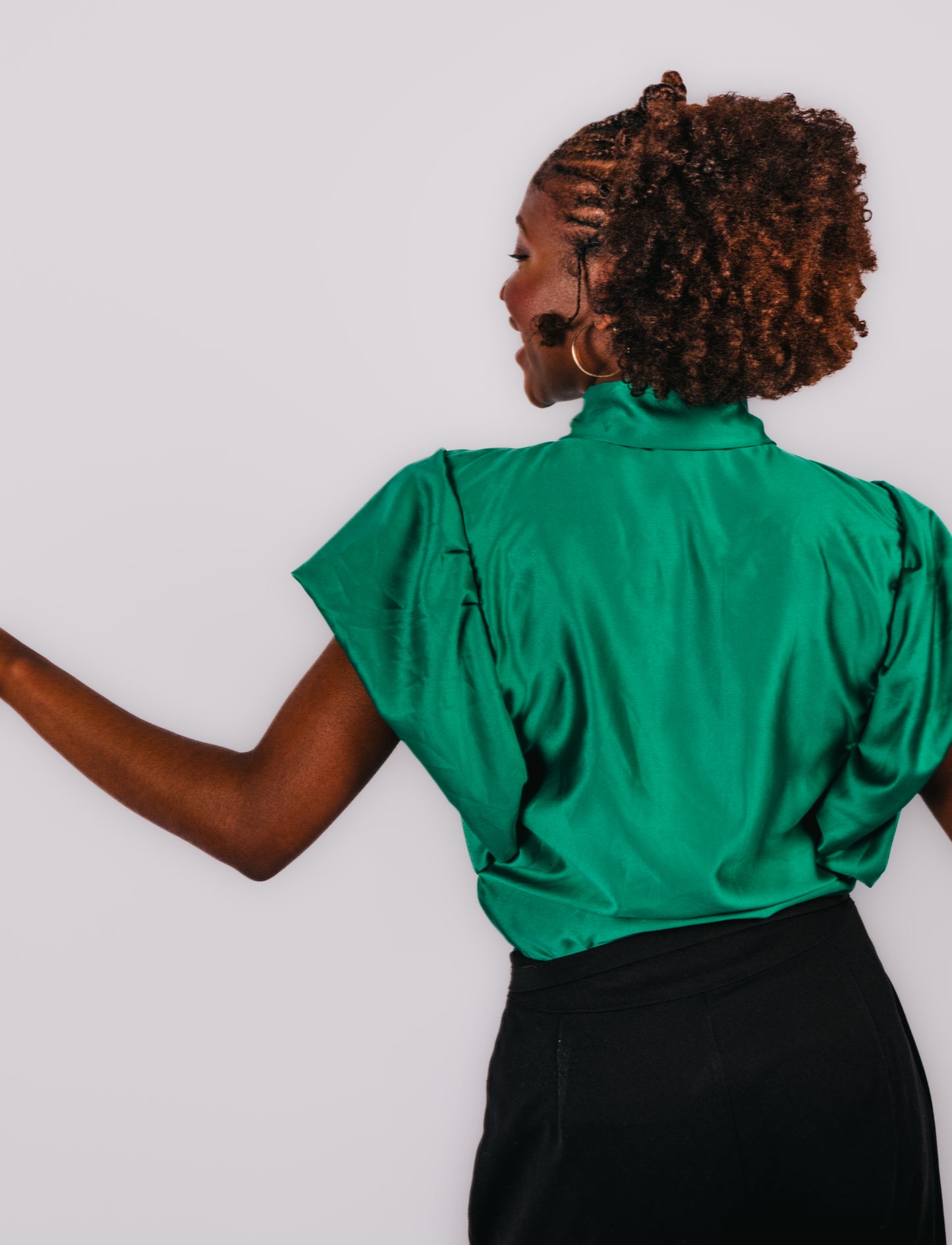 Tiara Ruffled Sleeves Shirt- Green