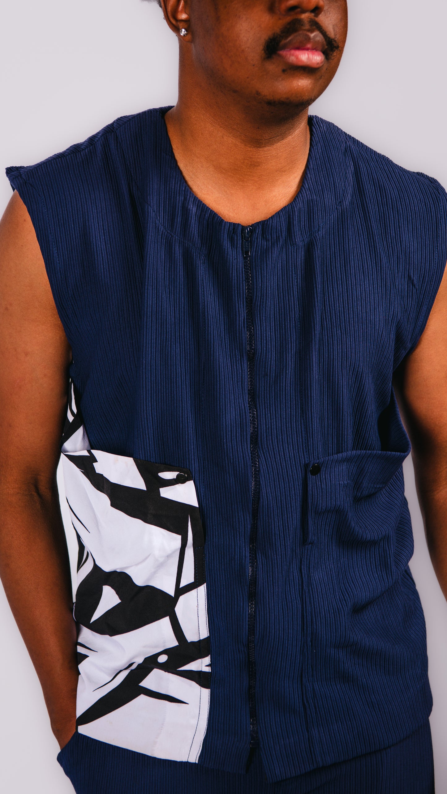 Adriel Joggers and Sleeveless/Multipocket Zipped Shirt
