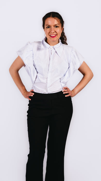 Tiara Ruffled Sleeves- White
