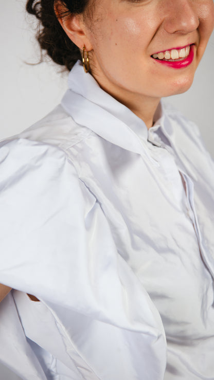 Tiara Ruffled Sleeves- White