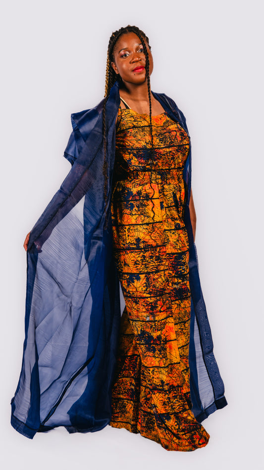 Tehillah 3 Piece Palazzo Trousers And Sleeveless Top With Organdy Kimono