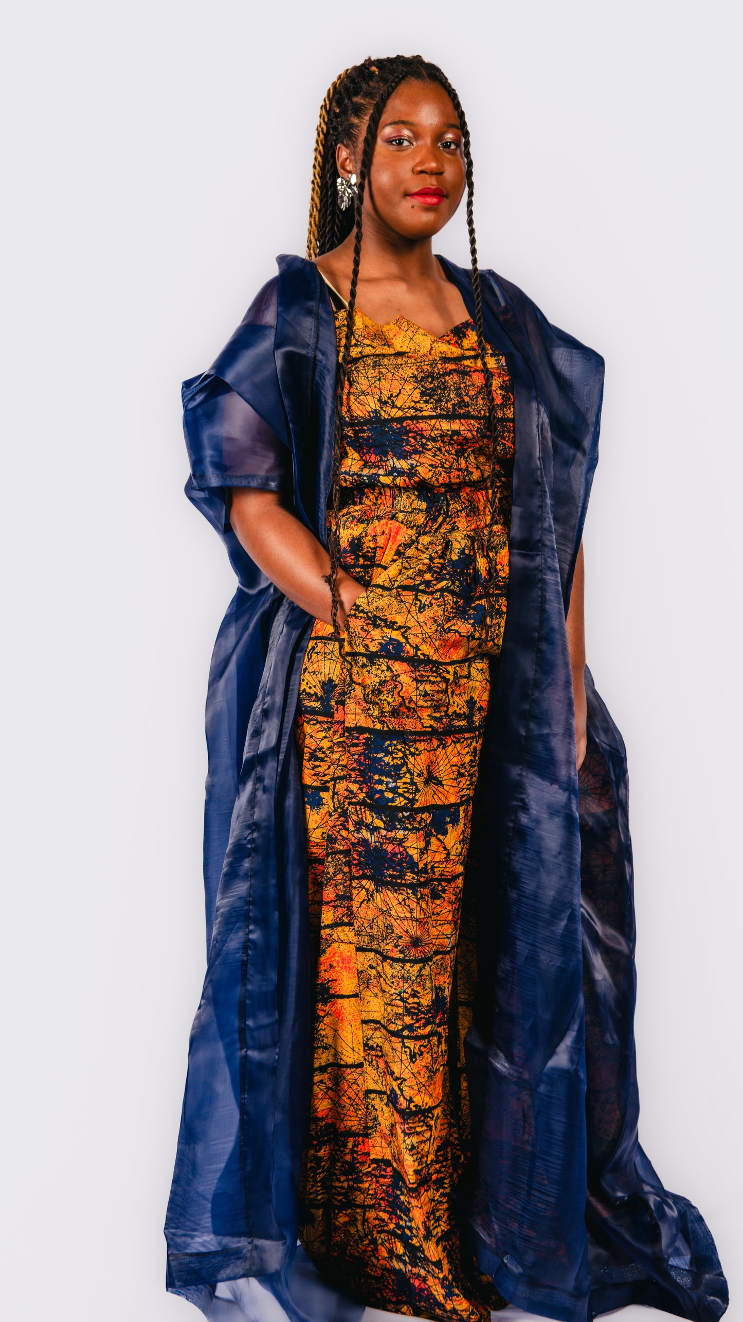 Tehillah 3 Piece Palazzo Trousers And Sleeveless Top With Organdy Kimono
