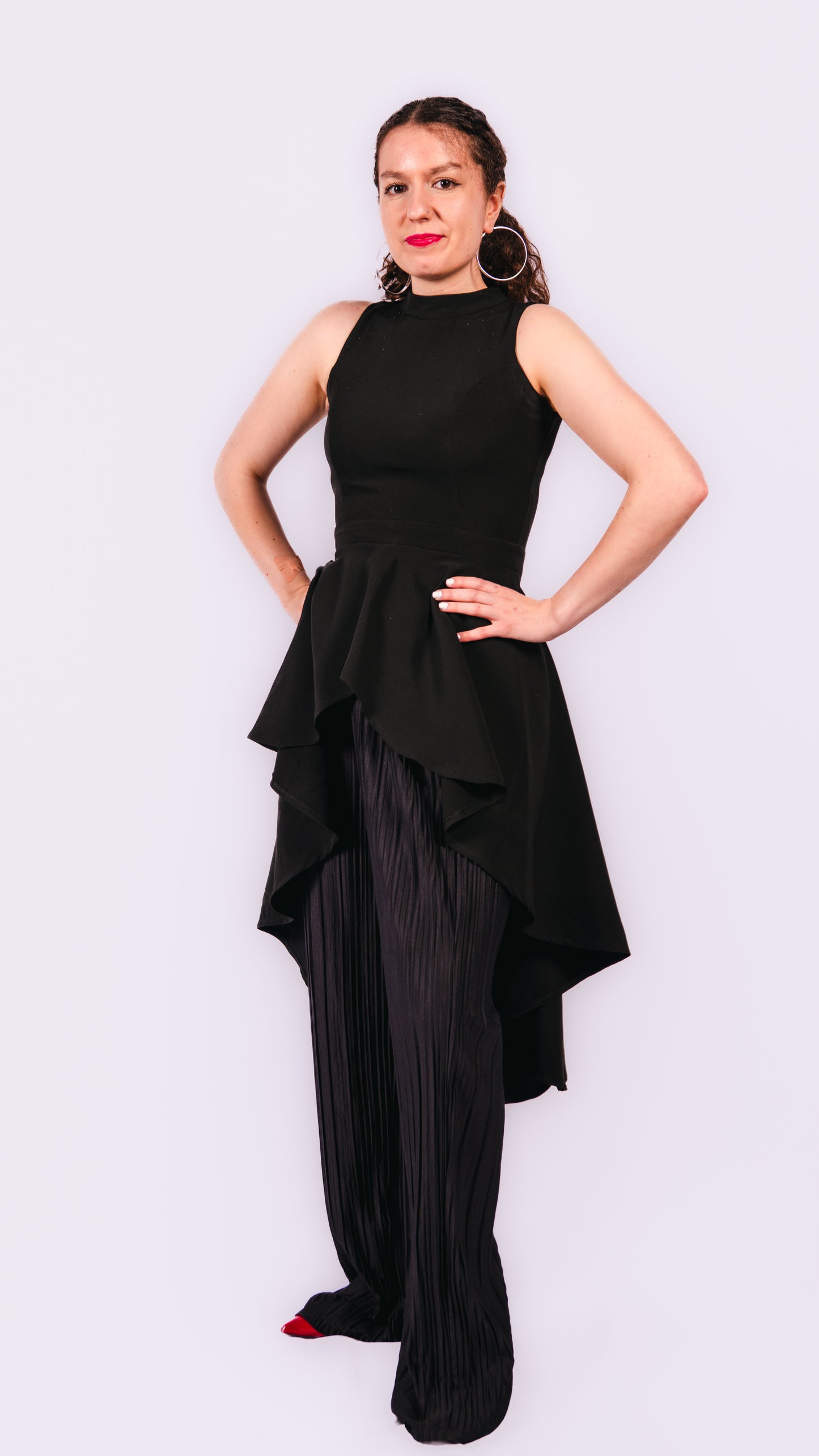 Zuriel 2 Piece Pleated Fabric Trousers And Assymetrical Top