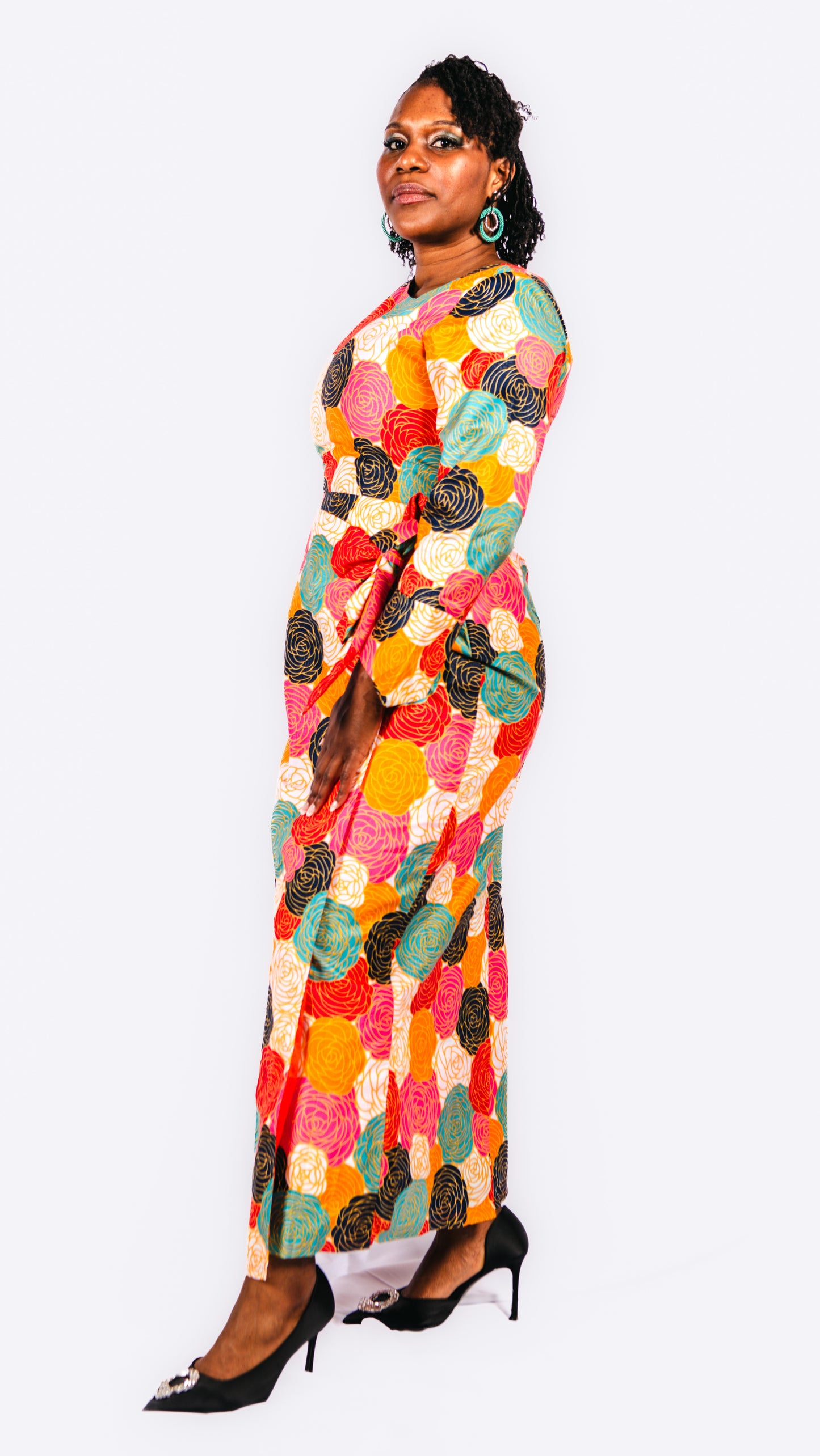 Giovanna multicoloured Wrap Dress With Asymmetrical Neck