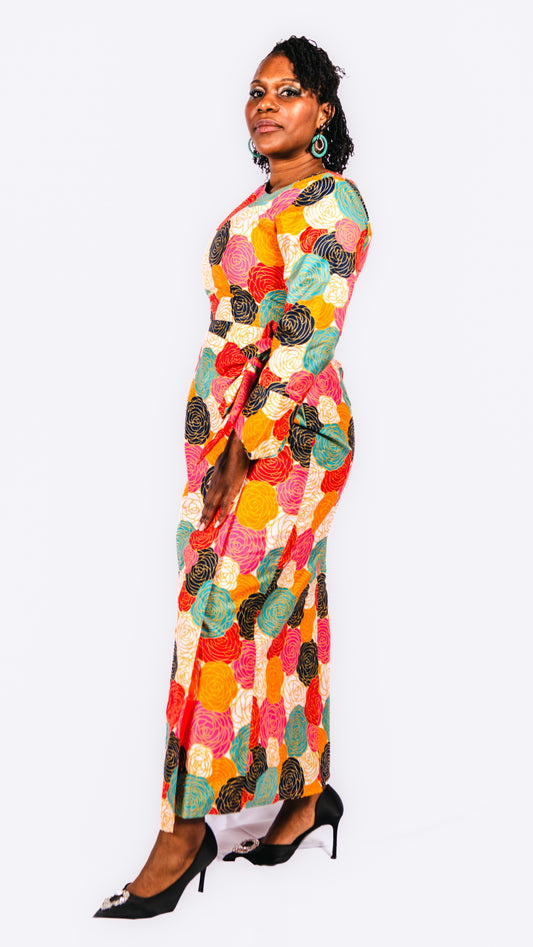 Giovanna multicoloured Wrap Dress With Asymmetrical Neck