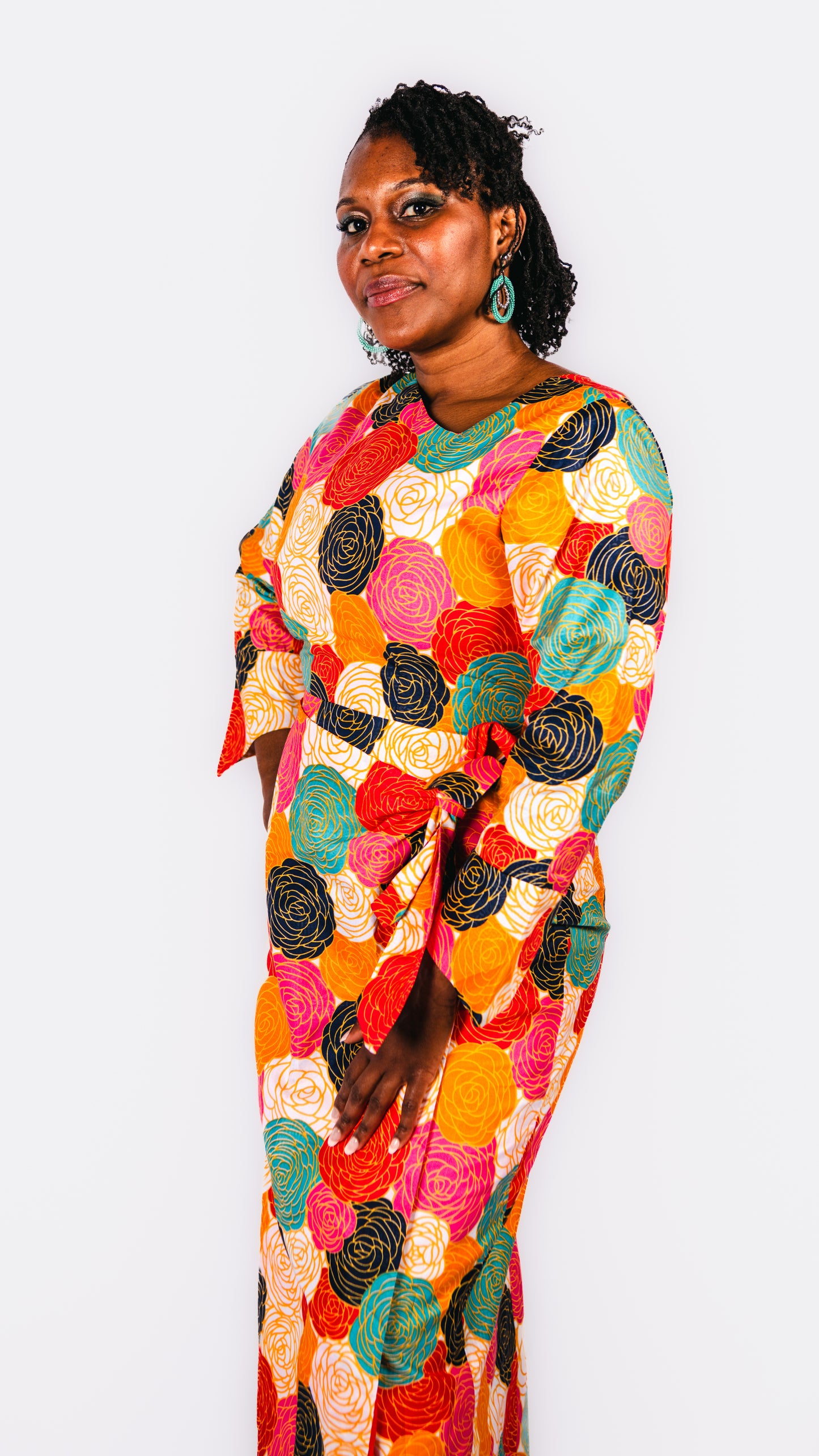 Giovanna multicoloured Wrap Dress With Asymmetrical Neck