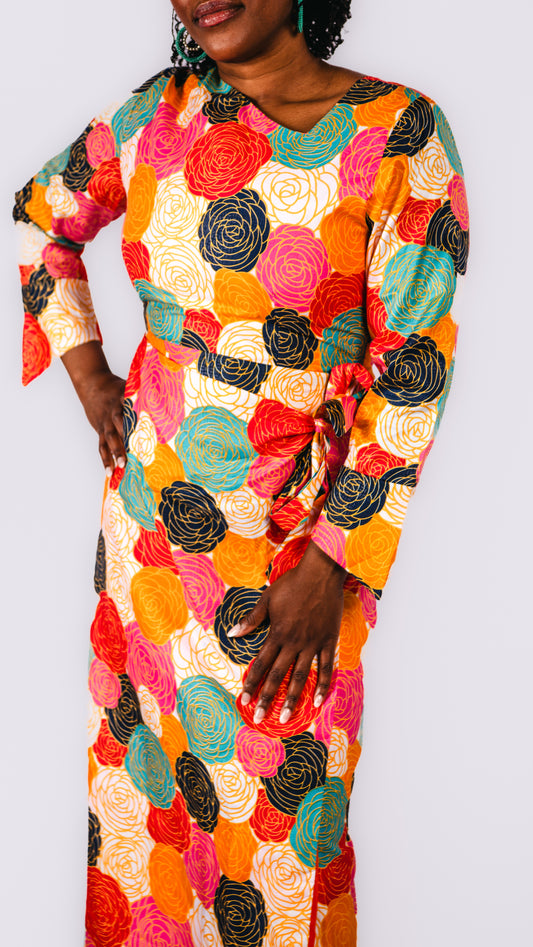 Giovanna multicoloured Wrap Dress With Asymmetrical Neck